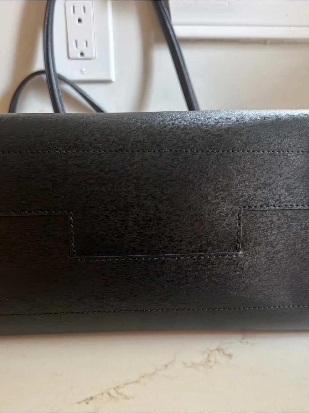 Tory Burch Black Leather Tote with Gold Logo